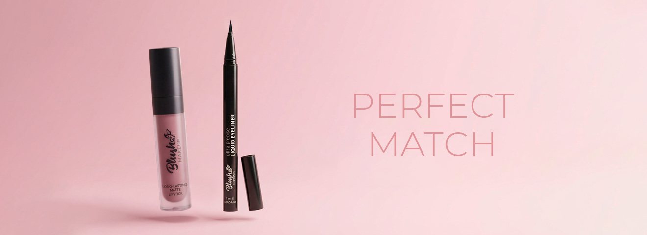 BLUSH eyeliner + lipstick